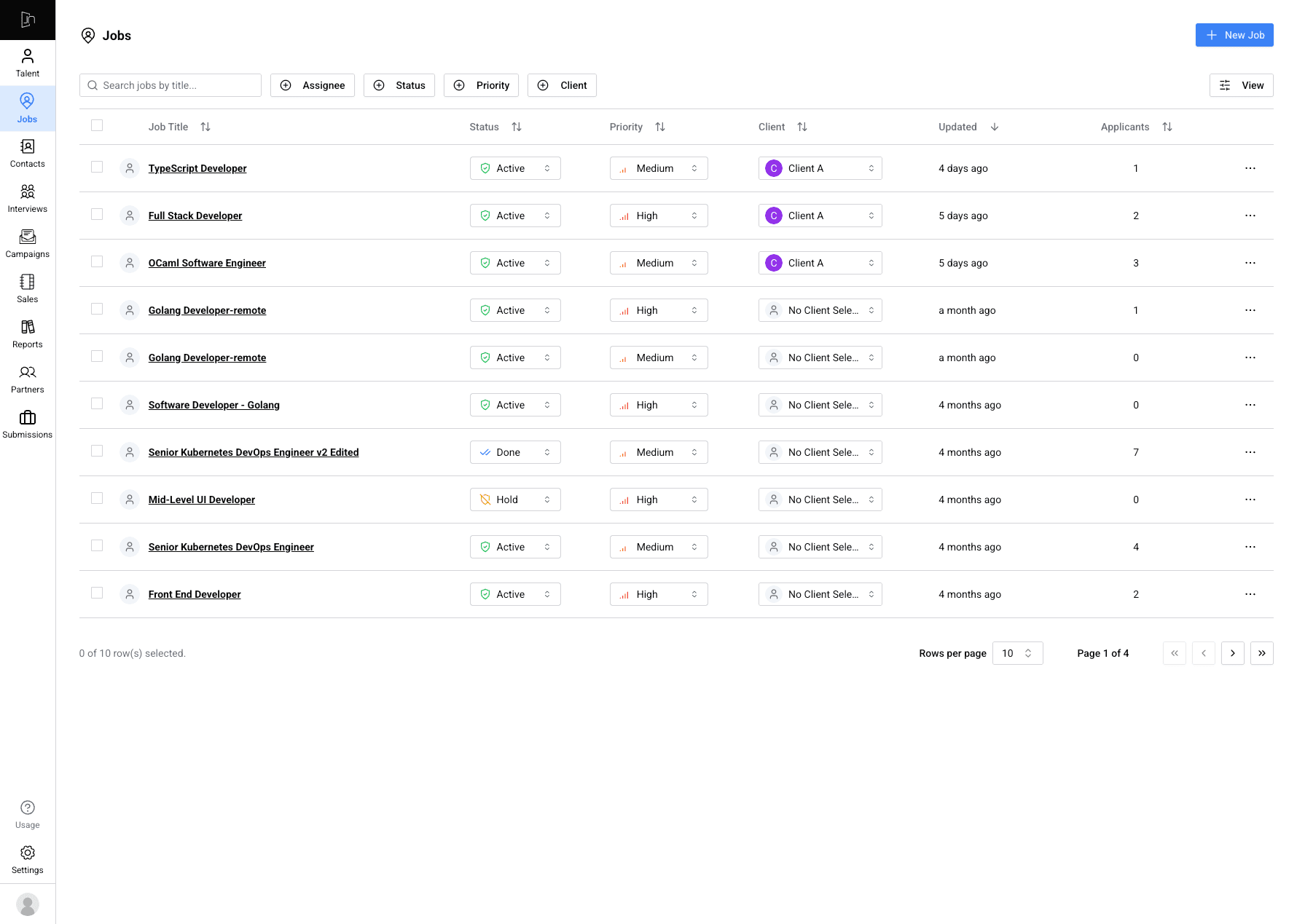 A preview of the JustApply web app